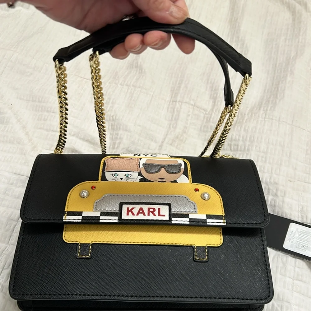 NWT Carl Lagerfeld New York City Cross Bag Handbag Yellow Taxi Cab Cat Maybelle - Picture 10 of 12